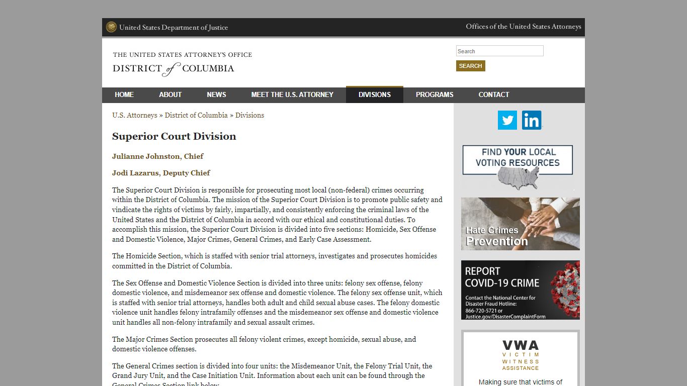 Superior Court Division - United States Department of Justice